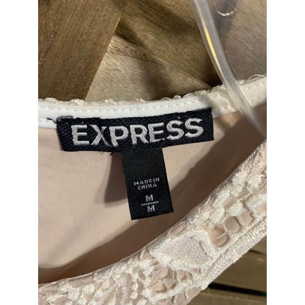 Express Lace Dress Ivory Boho Business Casual Cottage Y2K Women's Size Medium - Picture 4 of 5
